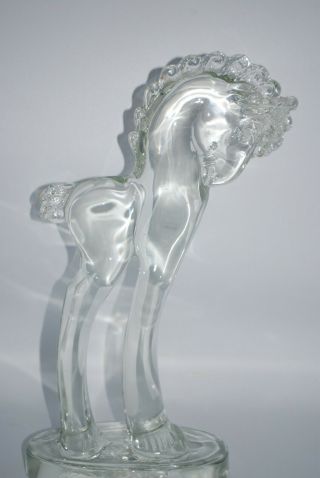 Vintage Paden City Glass Tall 11 1/2 " Tall Pony Horse Clear Paperweight Bookend