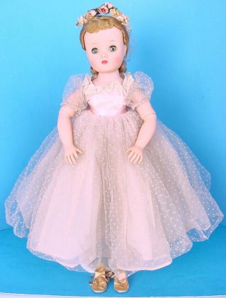 1950s Madame Alexander 16 " Blonde Elise Doll In Lovely Tagged Bridesmaid 