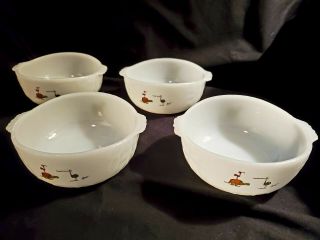 Vintage Set Of 4 Wizard Of Id Comic Strip Cereal Bowl Fire King/anchor Hocking