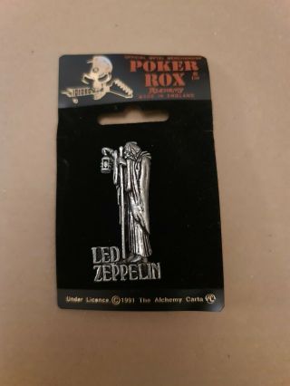 Led Zeppelin Hermit Alchemy Poker Rox Pewter Pin Badge Clasp Rare Deadstock