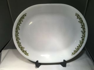 Vintage Corelle Spring Blossom 12” Oval Serving Platter White W/ Green Flowers