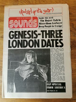 Sounds Newspaper December 29th 1973 Genesis Cover Skoolgirl Poster.