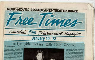 Ultra - Rare Indigo Girls Times January 10 - 23 1990 Columbia Sc Only 1 On Ebay