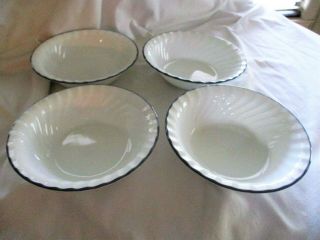 4 Corning Corelle Pink Trio English Meadow Soup Cereal Bowls Blue Rim Retired