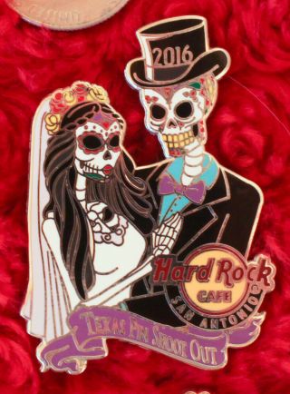 Hard Rock Cafe Pin San Antonio Sugar Skull Wedding Shoot Out Dia De Los Muertos