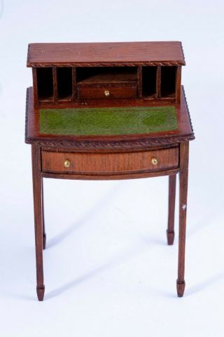 Dollhouse Miniatures England ' s Dennis Jenvey Wooden Writing Desk Vtg.  1992 4