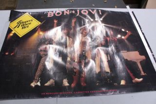 Vintage Bon Jovi Poster Slippery When Wet Advertising 1986 35 3/4 " X 24 "