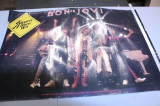 Vintage Bon Jovi Poster Slippery When Wet Advertising 1986 35 3/4 