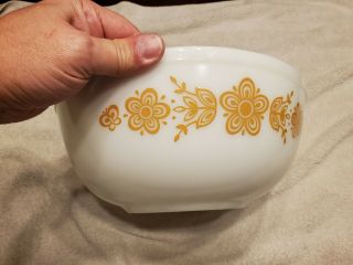 Vintage Pyrex Butterfly Gold 404 4 Quart Large Mixing Bowl White W/ Gold Graphic