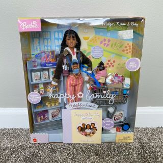 Rare Aa Midge,  Nikki,  & Baby Barbie Happy Family Neighborhood Shopping Set