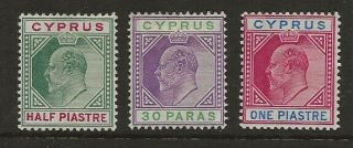 Cyprus Sg 50/52 1902/4 1/2p To 1p From Ed Vii Watermark Crown Ca Set
