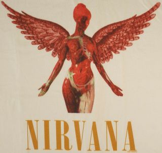 Nirvana In Utero Baseball T Shirt Kurt Cobain Grunge Rock Size Large
