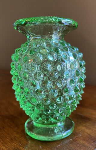 Vintage Fenton Green Hobnail Mini Vase 3 1/2”