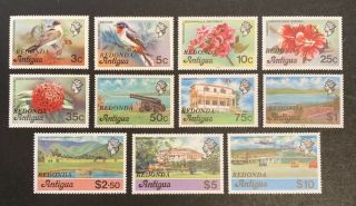 Antigua,  Redonda.  Birds,  Flowers & Pictorial MNH Set & on Sheet.  (MSC240) 2