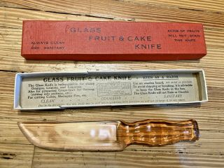 Vintage Pink Depression Glass Cake And Fruit Knife In The Box