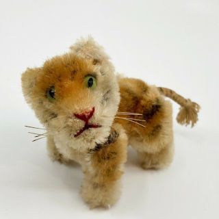 Vintage 1956 - 58 Steiff Mohair Fully Jointed Tiny Mini 7cm Tiger W/rope Cord Tail