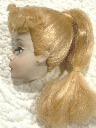 Gorgeous Vintage 3 Ponytail Barbie Doll Head with Face Paint 3
