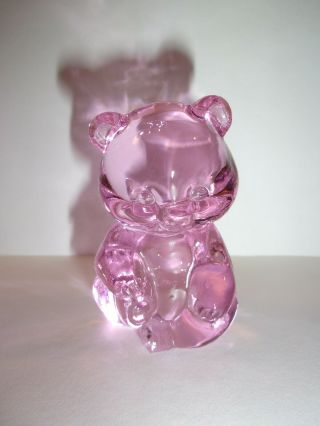 Fenton Art Glass Pink Mini Bear Figurine Small