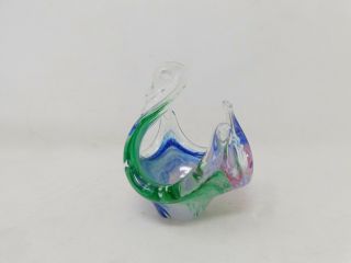 Murano Glass Swan Dish Trinket 4 " Tall Blue Made In Italy Vanity Ring Holder