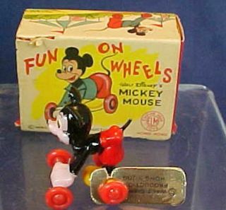 Vintage Mickey Mouse Fun On Wheels Toy Box And Tag Walt Disney