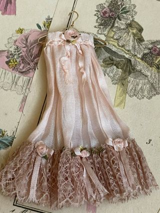 Vintage Miniature Dollhouse 1:12 French Artisan Ooak Pink Silk Skirt On Hanger