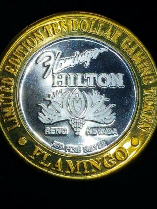 1997 G Flamingo Hilton Casino Silver Strike $10 Michael Jackson Token