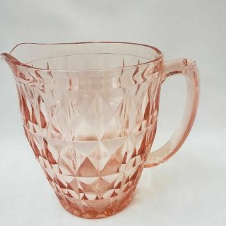 Depression Era Windsor Diamond Pitcher - Pink - Jeannette Glass Co.