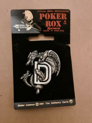 Deep Purple Alchemy Poker Rox Pewter Pin Badge Clasp Rare Deadstock