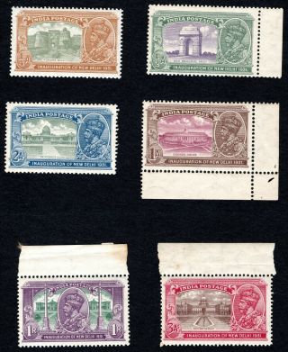 India 1931 King George V Stamp - Series Mnh Sct 129 - 134 Inauguration Of N.  Delhi