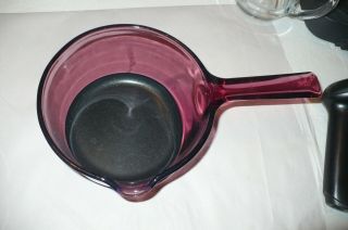 Vintage Corning Visions 1 L Cranberry Glass Saucepan Pot & Lid With Spout