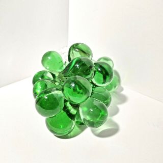 Vintage Blown Glass Grape Cluster Bunch Vintage Green Solid Glass