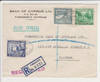 B1203 Cyprus 1947 Registered Air Mail Cover From Famagusta To Scotland
