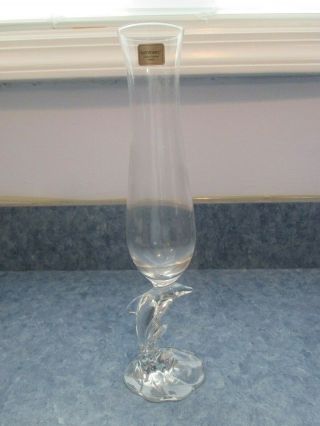 Luminarc France Crystal Dolphin Bud Vase Discontinued With Label