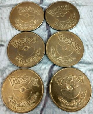 Vintage Set of 6 Pokemon Battling Coins Game Hasbro Nintendo Metal Collectibles 3