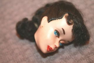 Vintage 3 Brunette FactoryBraid Ponytail Barbie Doll Head w/Original Face Paint 4