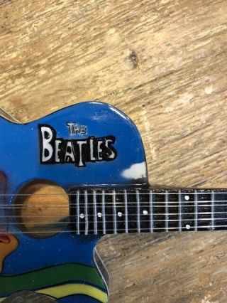 Vintage Beatles Collectible Yellow Submarine Mini Guitar w 2