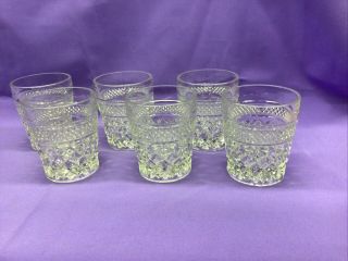 Vintage Set Of 6 Anchor Hocking Wexford Glass Old Fashioned Glasses - 8 Ozs.