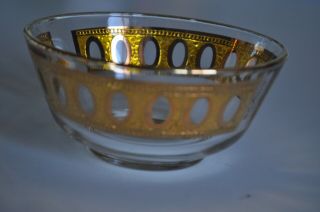 Vintage Mcm Culver 22k Gold Antigua Bowls - 5” Diameter By 2 1/2” Tall