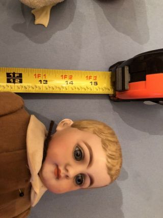 Antique German Bisque Boy Doll Molded Hair Blue Glass Eyes Kestner? 4