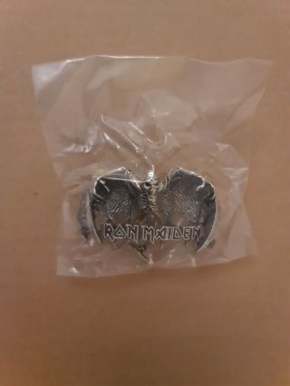 Iron Maiden Bat Alchemy Poker Rox Pewter Pin Badge Clasp Rare Deadstock