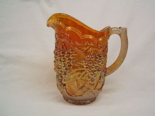 Imperial Grape Carnival Glass Marigold Pitcher 8 1/2 " Height Vgc
