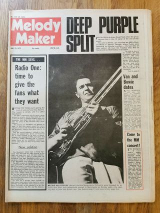 Melody Maker Newspaper June 23rd 1973 Deep Purple Split Cover