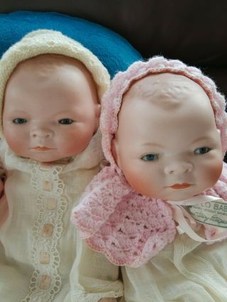 2 Antique Vintage Bye Lo Bisque Baby Doll Grace S.  Putnam Body 12 " Head