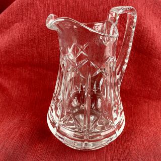 Vintage Lead Crystal Hand Cut Pitcher 6.  75” Tall Syrup Carafe