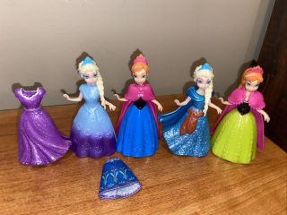 Disney Frozen Princess Elsa And Anna Magiclip Magic Clip Polly Dolls