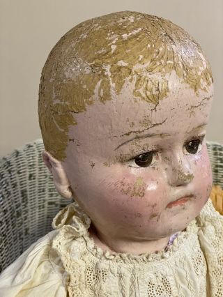 Antique Huge 28” Martha Chase Stockinette Cloth Oil Painted Child Doll 6