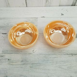 2 Vintage Fire King Oven Ware Peach Lustre Luster Cereal Bowls 5 Inch Diameter 2