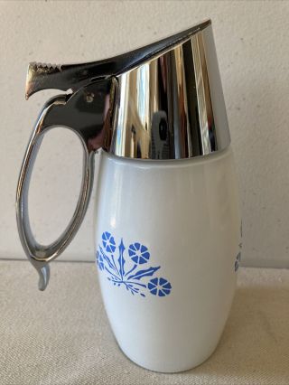 Vintage Gemco Corning Style Blue Cornflower Glass Syrup Dispenser Perfect 2