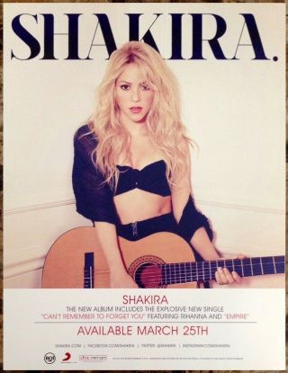 Shakira Shakira Ltd Ed Rare Mini - Tour Poster Cling,  Pop Dance Stickers