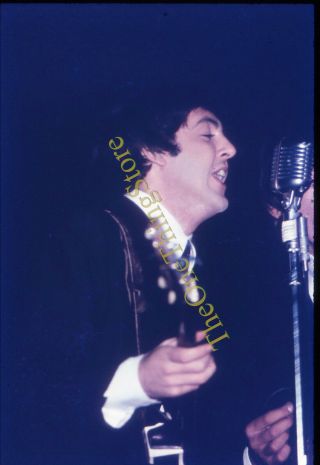 The Beatles Paul Mccartney Concert 1960s 35mm Slide Playing Guitar Singing